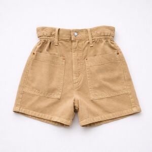 NEW ♥︎ ZARA Girls | Paperbag Soft Cotton Denim Tan Shorts • Size 10